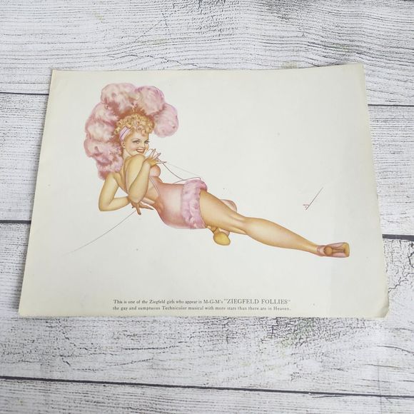 Vtg 1940s George Petty Ziegfeld Follies Pinup Girl Art Print 8.5x11 Lucille Ball - Picture 1 of 8